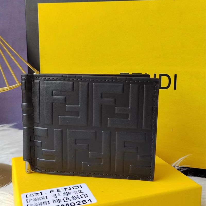 Affordable Fendi Bill Clip In FF Motif FF Motif Nappa Leather Black