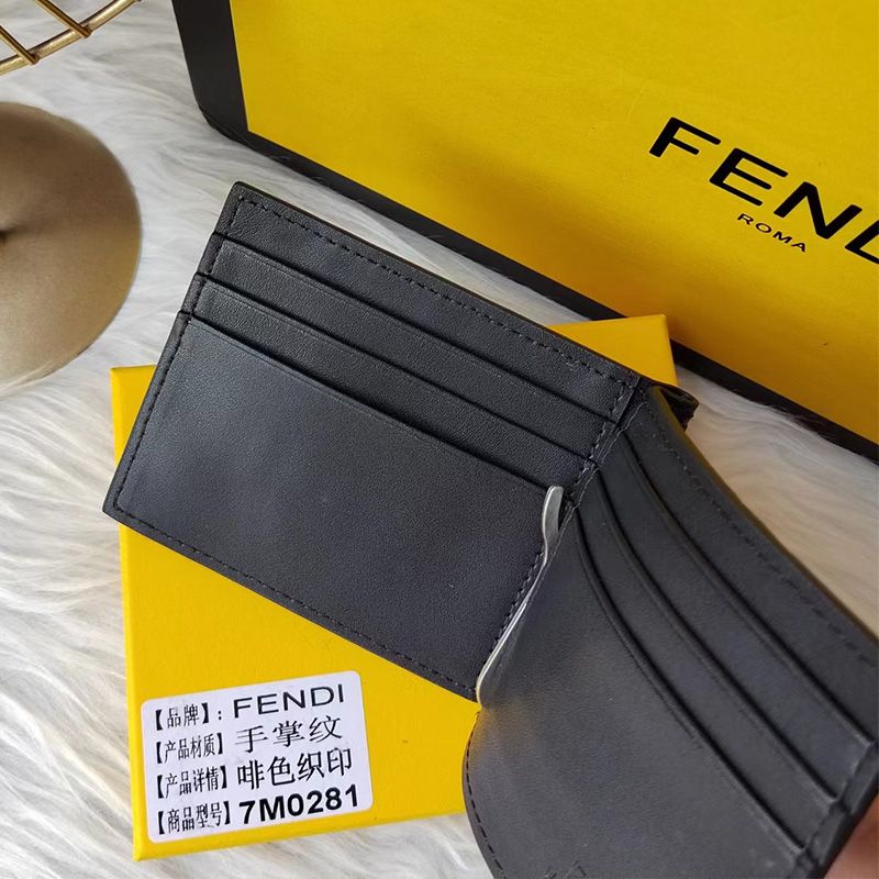 Affordable Fendi Bill Clip In FF Motif FF Motif Nappa Leather Black