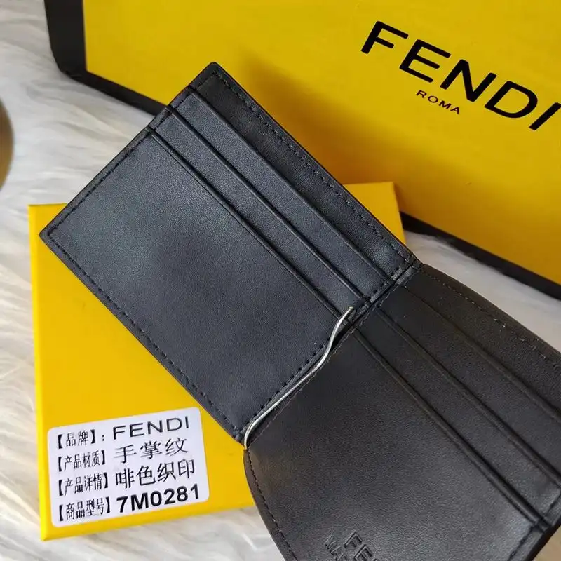 Affordable Fendi Bill Clip In FF Motif FF Motif Nappa Leather Brown