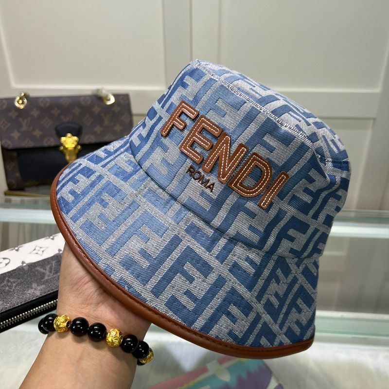 Affordable Fendi Bucket Hat In Fendi Roma FF Motif Canvas Blue