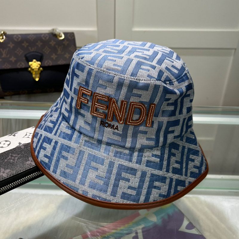 Affordable Fendi Bucket Hat In Fendi Roma FF Motif Canvas Blue