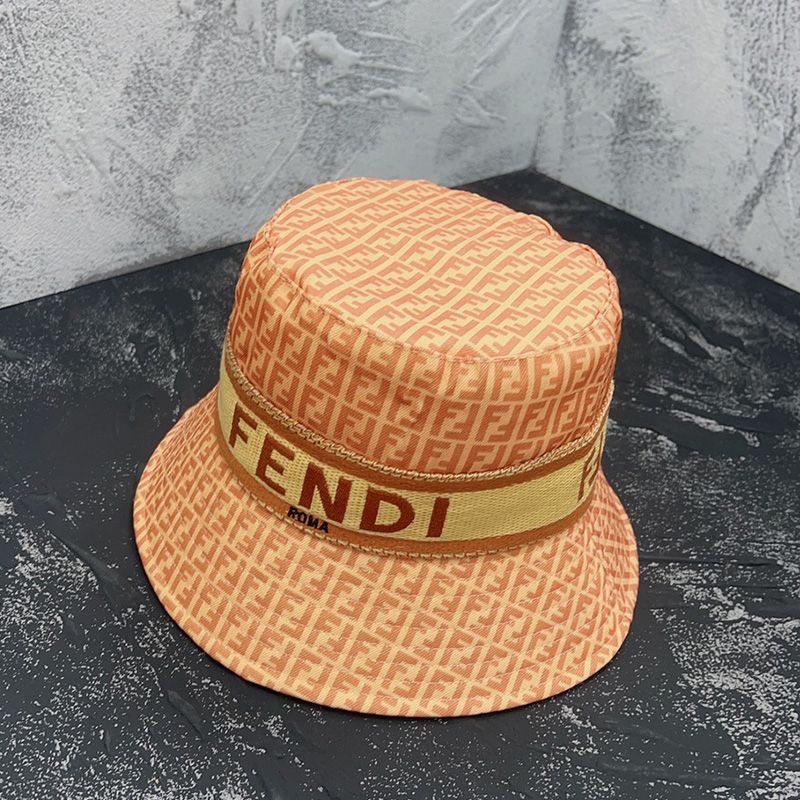 Affordable Fendi Bucket Hat In Fendi Roma and FF Motif Cotton Apricot