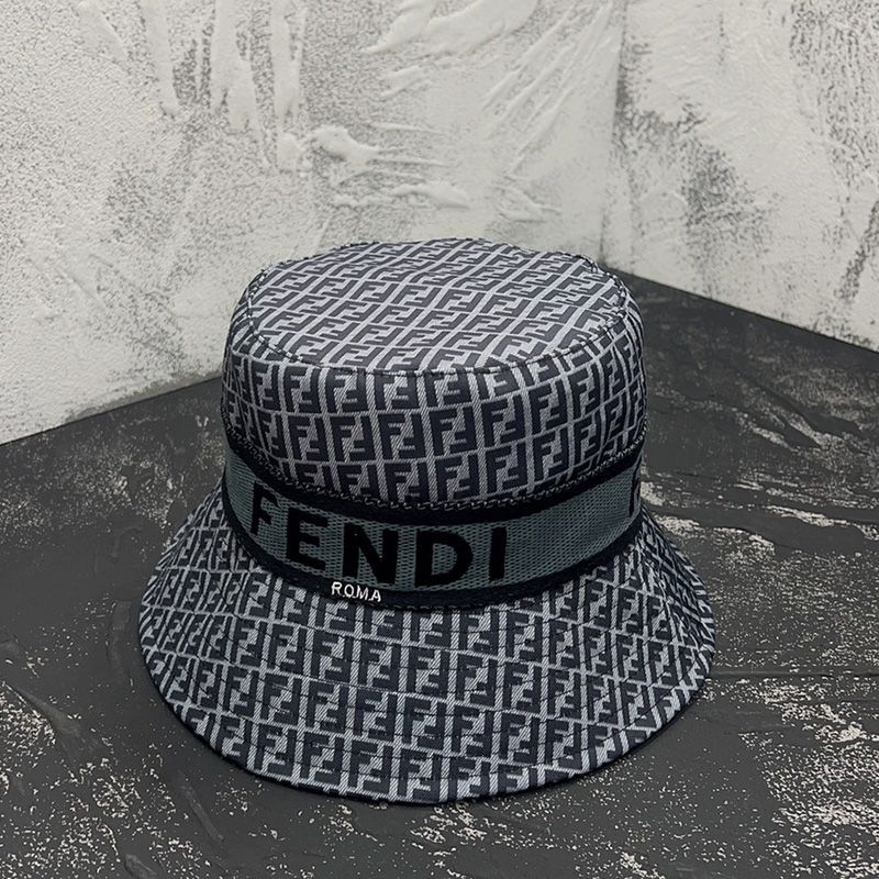 Affordable Fendi Bucket Hat In Fendi Roma and FF Motif Cotton Black