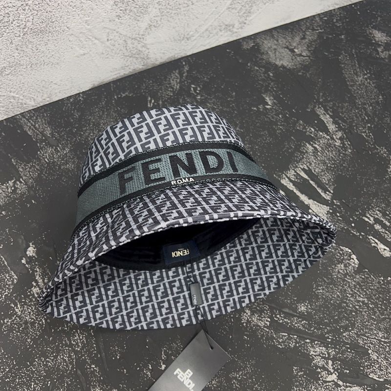 Affordable Fendi Bucket Hat In Fendi Roma and FF Motif Cotton Black