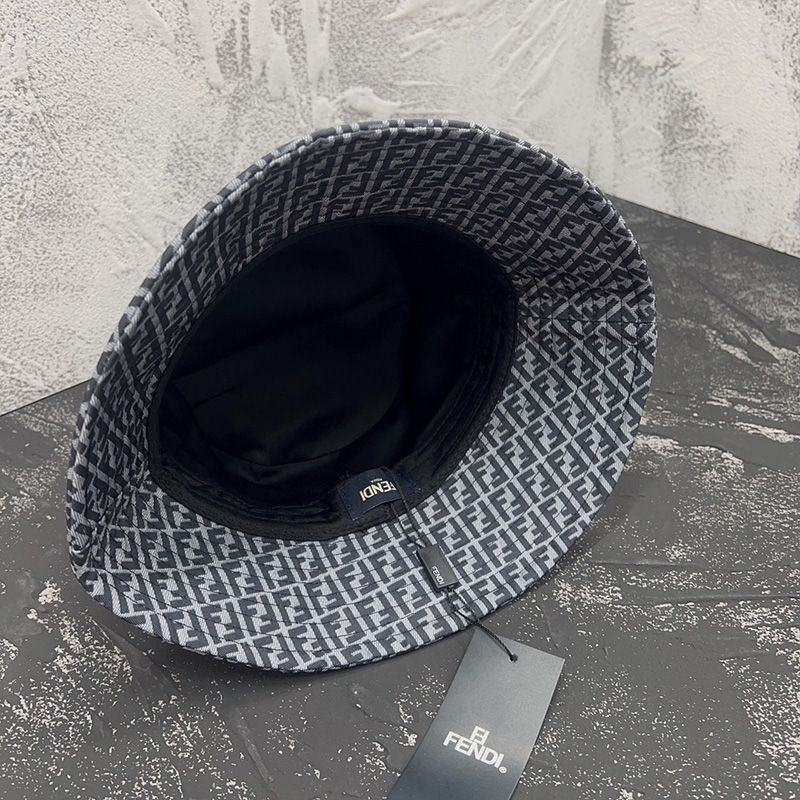 Affordable Fendi Bucket Hat In Fendi Roma and FF Motif Cotton Black