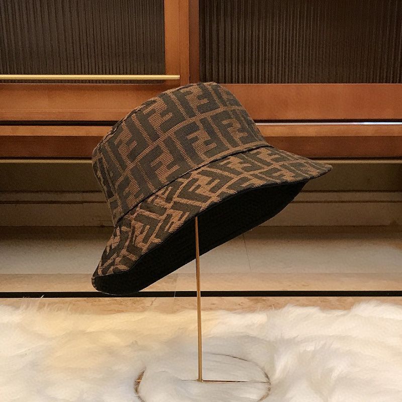 Affordable Fendi Bucket Hat In FF Motif Cotton Brown Black