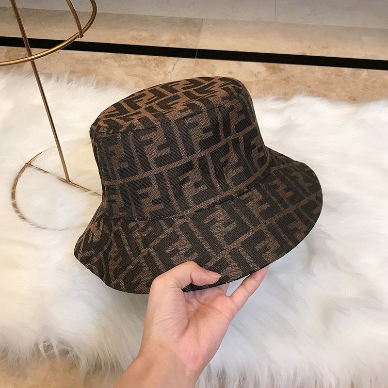 Affordable Fendi Bucket Hat In FF Motif Cotton Brown Black