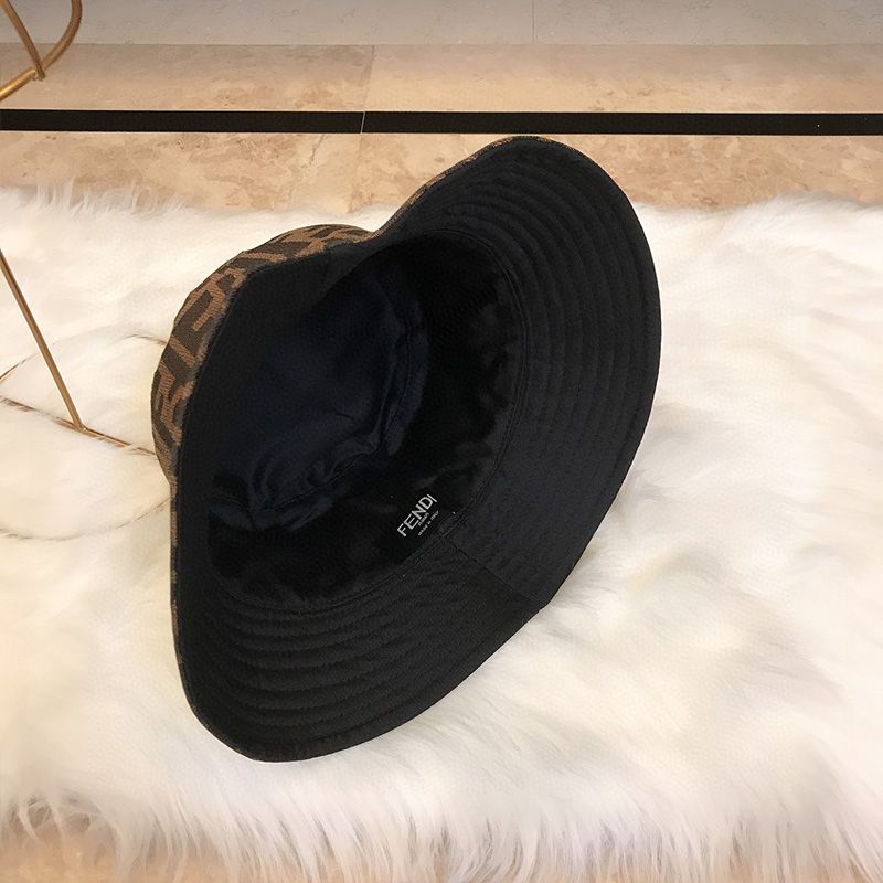 Affordable Fendi Bucket Hat In FF Motif Cotton Brown Black