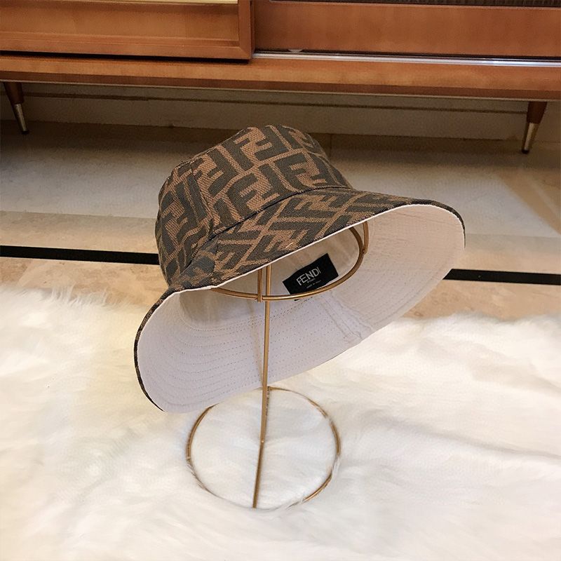 Affordable Fendi Bucket Hat In FF Motif Cotton Brown White