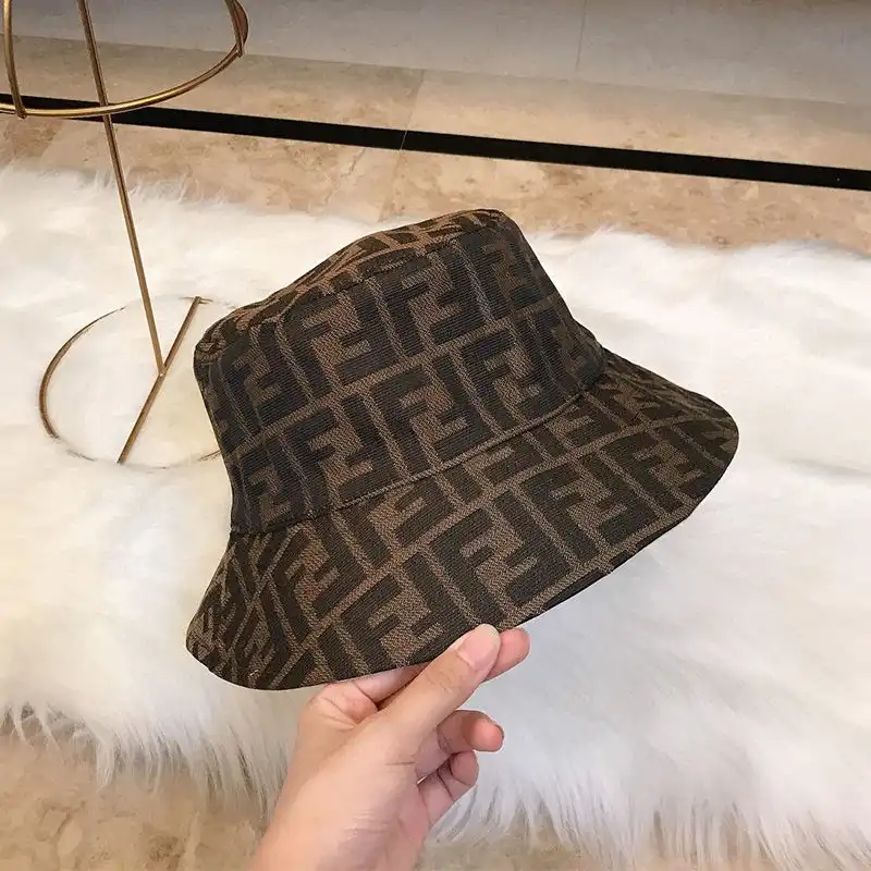 Affordable Fendi Bucket Hat In FF Motif Cotton Brown White