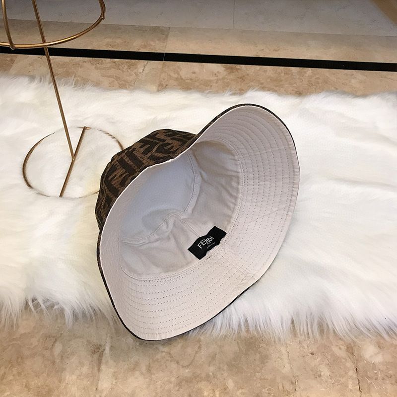 Affordable Fendi Bucket Hat In FF Motif Cotton Brown White