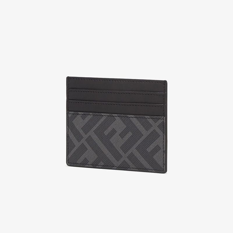 Affordable Fendi Card Holder In FF Motif Fabric Black Yellow