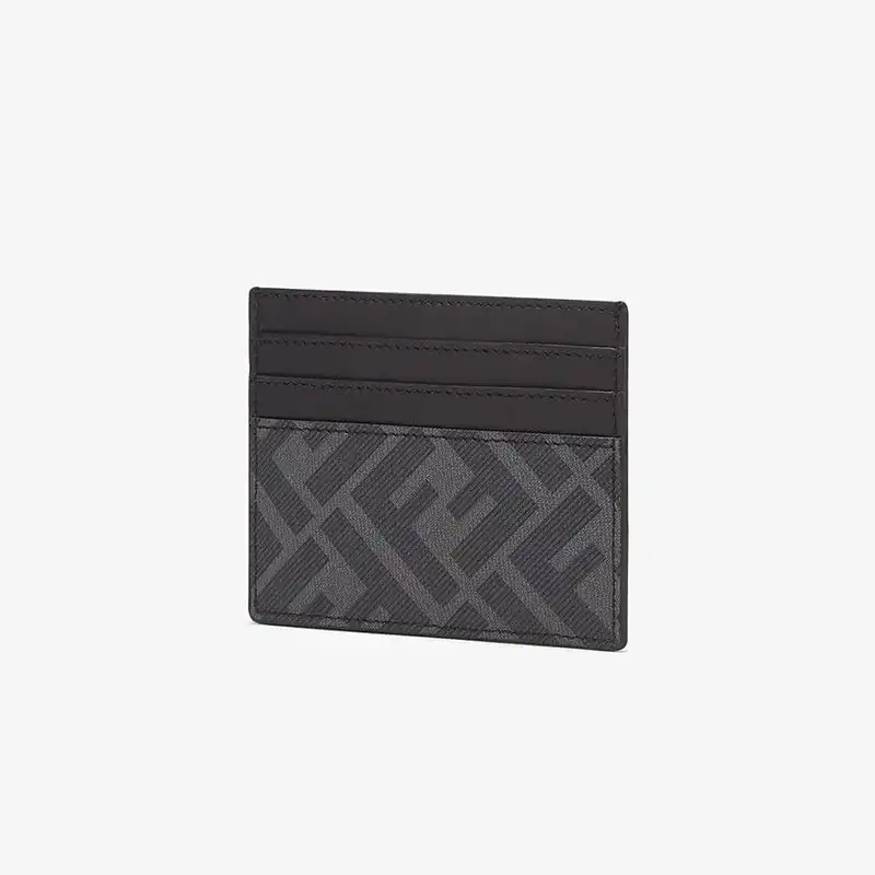 Affordable Fendi Card Holder In FF Motif Fabric Black Yellow HOT SALE