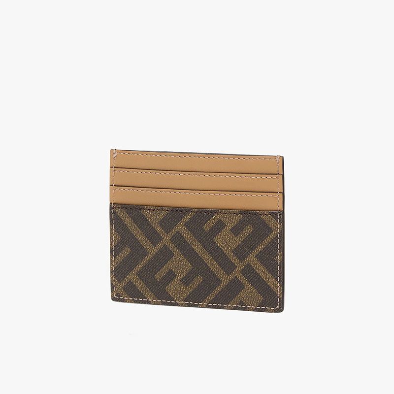 Affordable Fendi Card Holder In FF Motif Fabric Brown Black