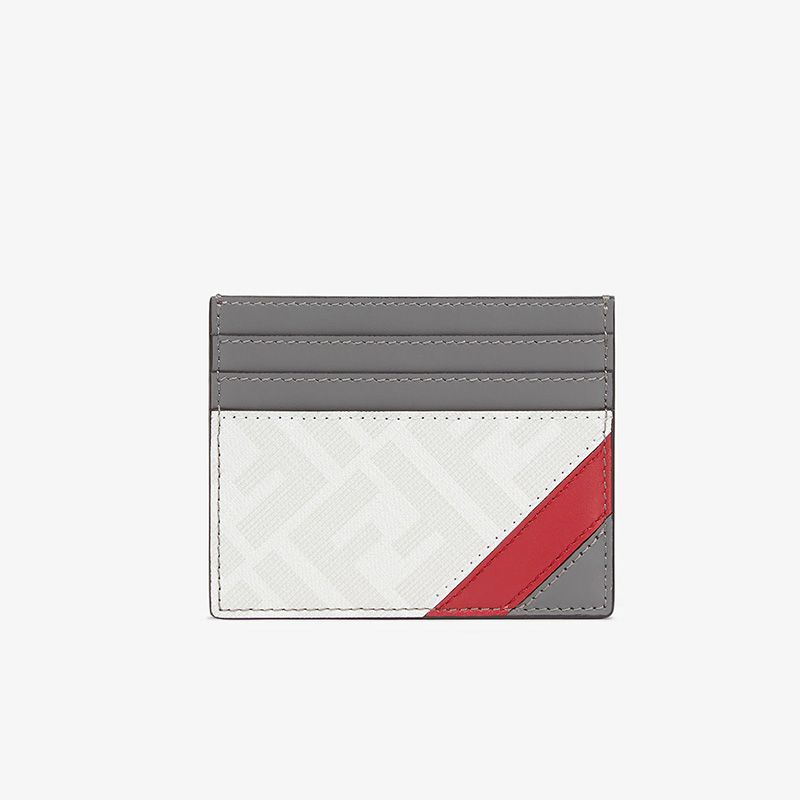 Affordable Fendi Card Holder In FF Motif Fabric White Red