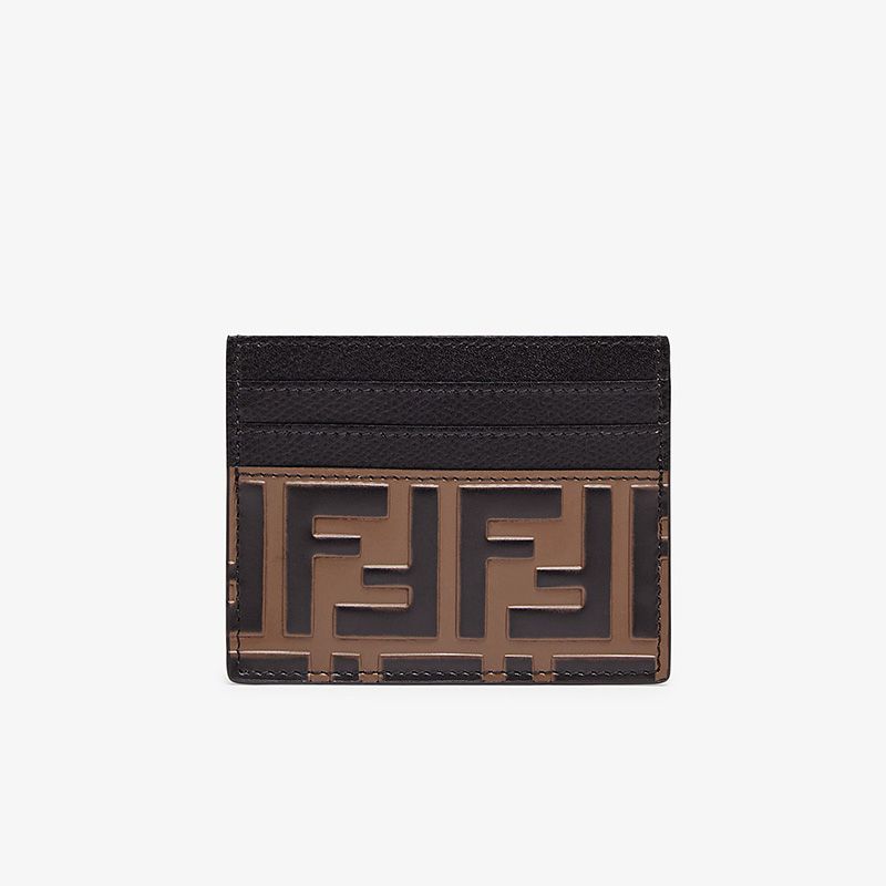 Affordable Fendi Card Holder In FF Motif Nappa Leather Black