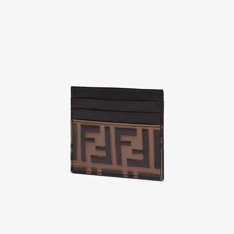 Affordable Fendi Card Holder In FF Motif Nappa Leather Black