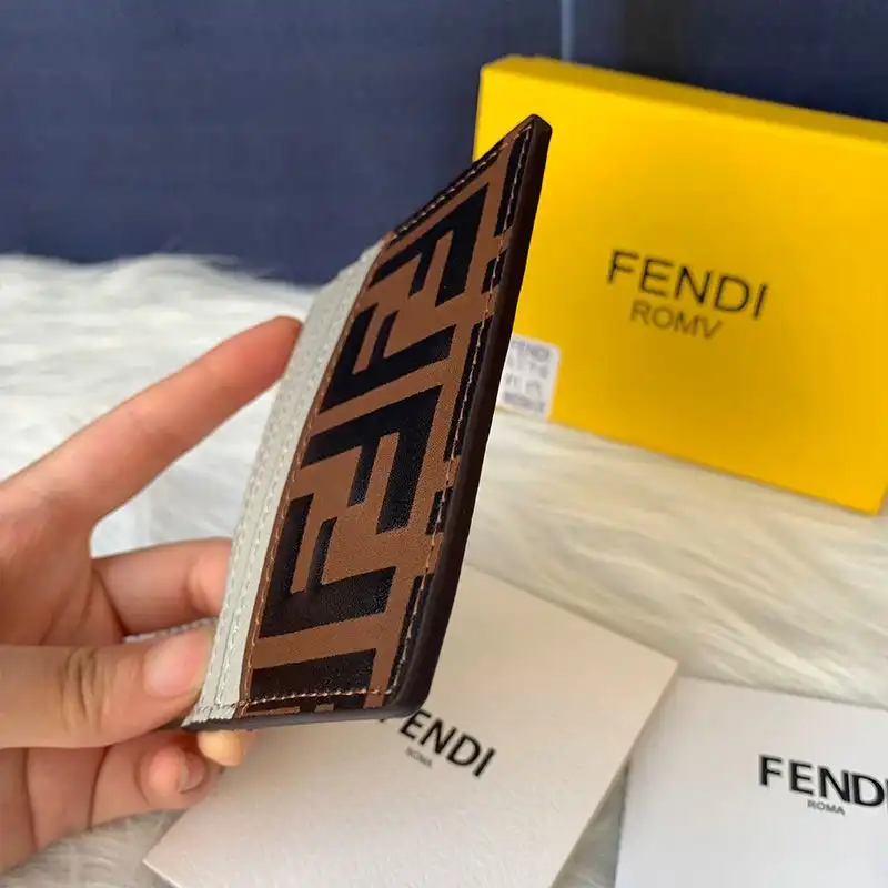 Affordable Fendi Card Holder In FF Motif Nappa Leather Grey HOT SALE