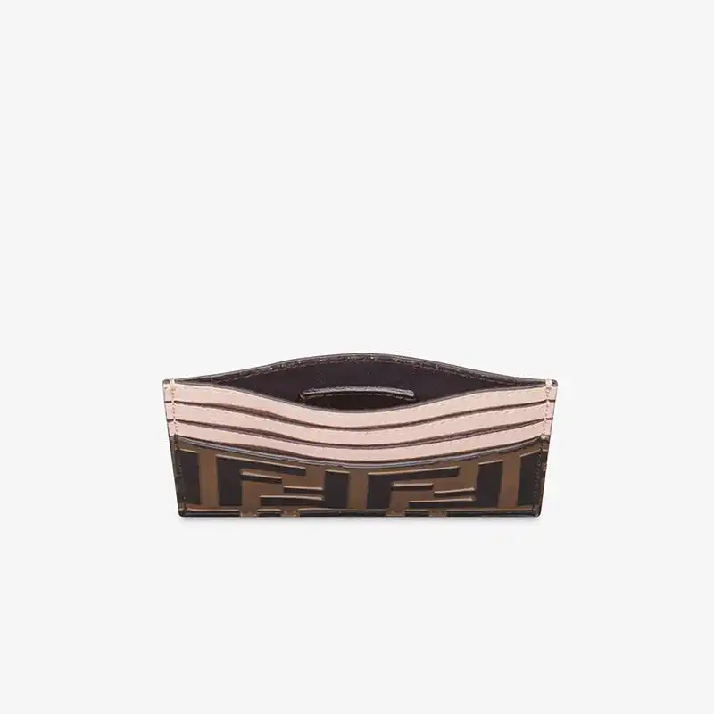 Affordable Fendi Card Holder In FF Motif Nappa Leather Pink HOT SALE