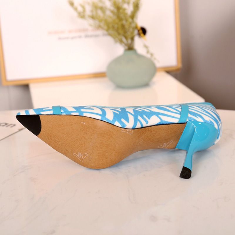 Affordable Fendi Colibri Pumps Women FF Vertigo Motif Glazed Canvas Blue