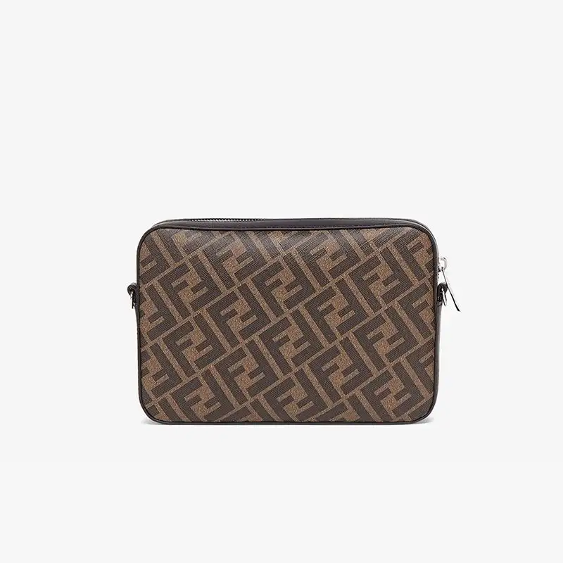 Affordable Affordable Fendi Compact Camera Case In FF Motif Fabric Brown Red