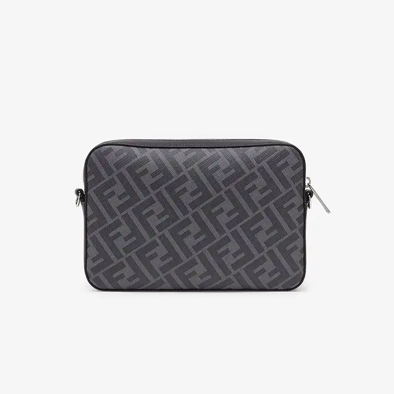 Cheap Affordable Fendi Compact Camera Case In FF Motif Fabric Black Yellow