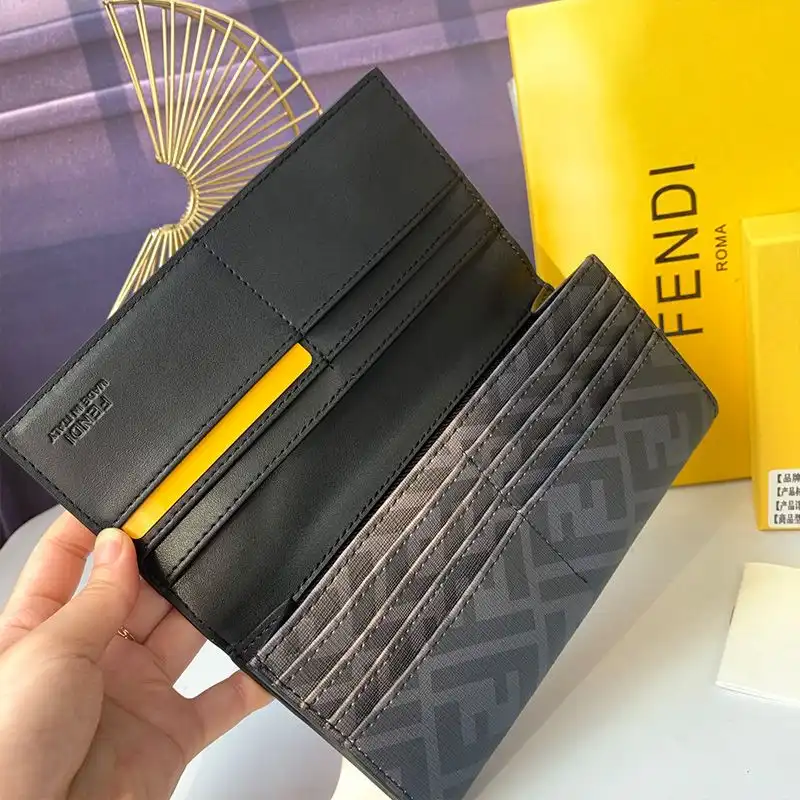 Affordable Fendi Continental Wallet In FF Motif Fabric Black