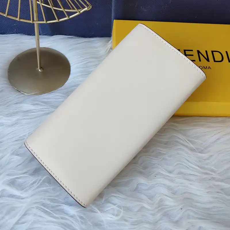 Affordable Fendi Continental Wallet In ROMA Logo Calf Leather White