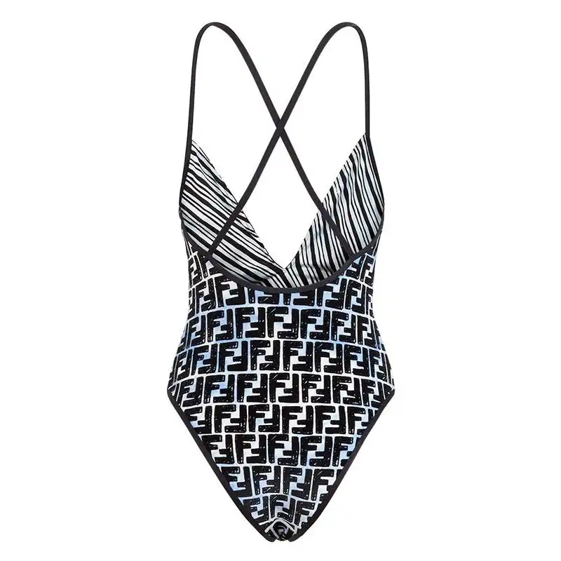 Affordable Fendi Crisscross Swimsuit Women Joshua Vides FF Motif Lycra Black