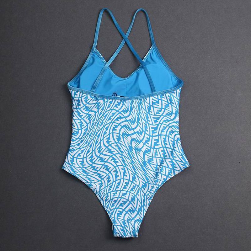 Affordable Fendi Crisscross Swimsuit Women FF Vertigo Motif Lycra Sky Blue