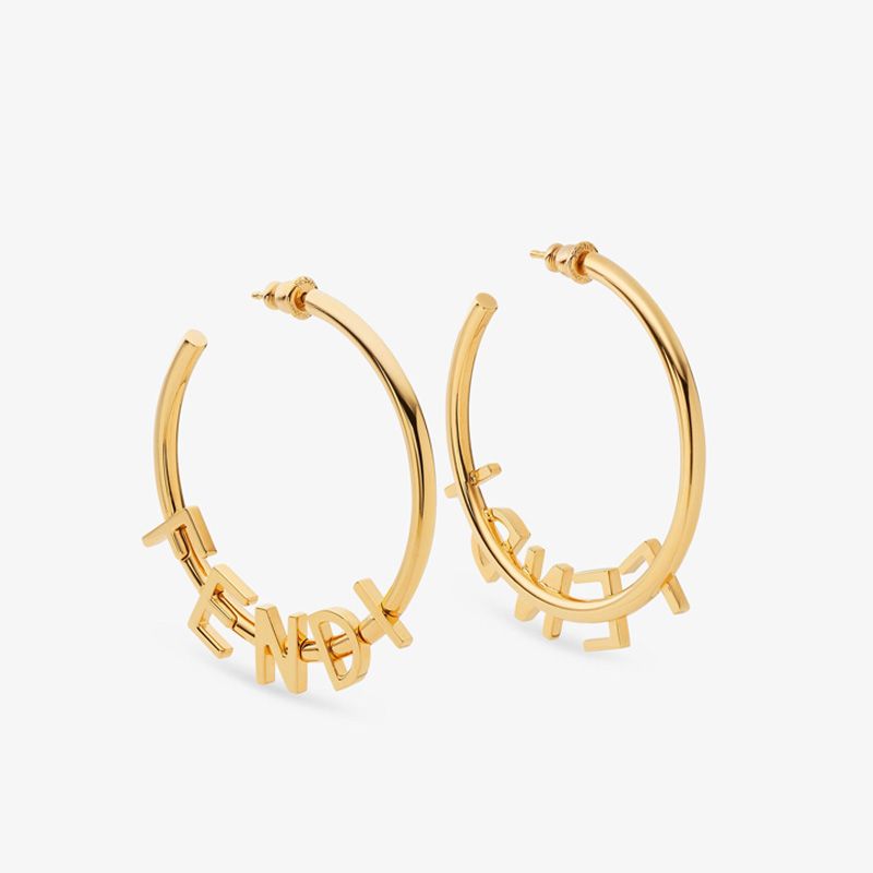 Affordable Fendi Fendigraphy Hoop Earrings In Metal Gold