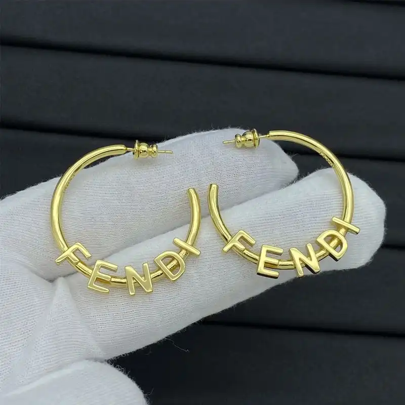 Cheap Fendi Fendigraphy Hoop Earrings In Metal Gold