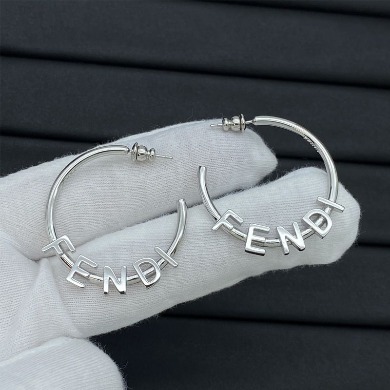 Affordable Fendi Fendigraphy Hoop Earrings In Metal Palladium