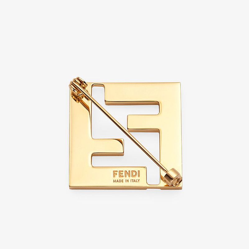 Affordable Fendi Forever Brooch In Enameled Metal Gold Black