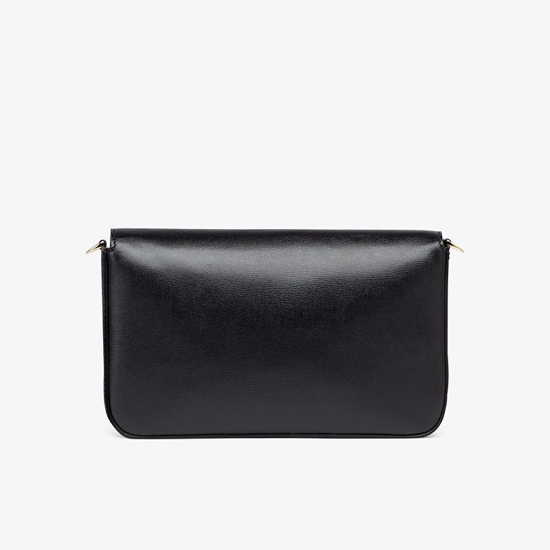 Affordable Fendi FF Wallet On Chain With Pouches In Calf Leather Black