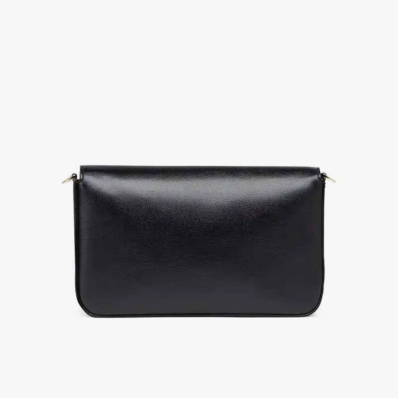 Affordable Fendi FF Wallet On Chain With Pouches In Calf Leather Black