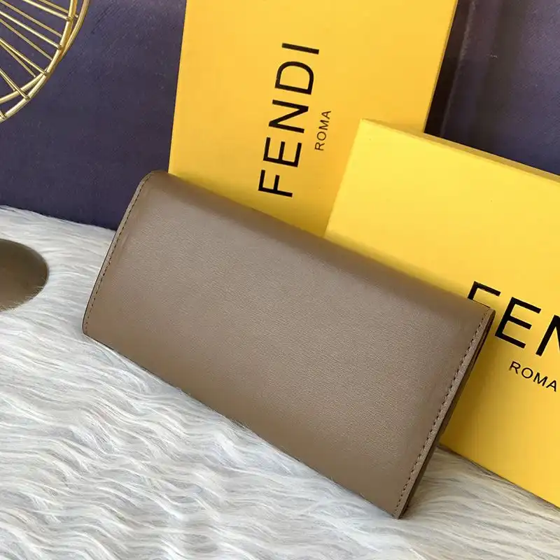 Cheap Fendi FF Continental Wallet In Calf Leather Grey