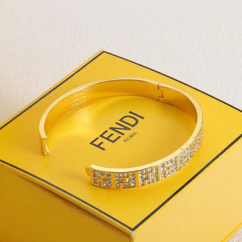 Affordable Fendi FF Ragid Bracelet In Metal with Crystals Gold