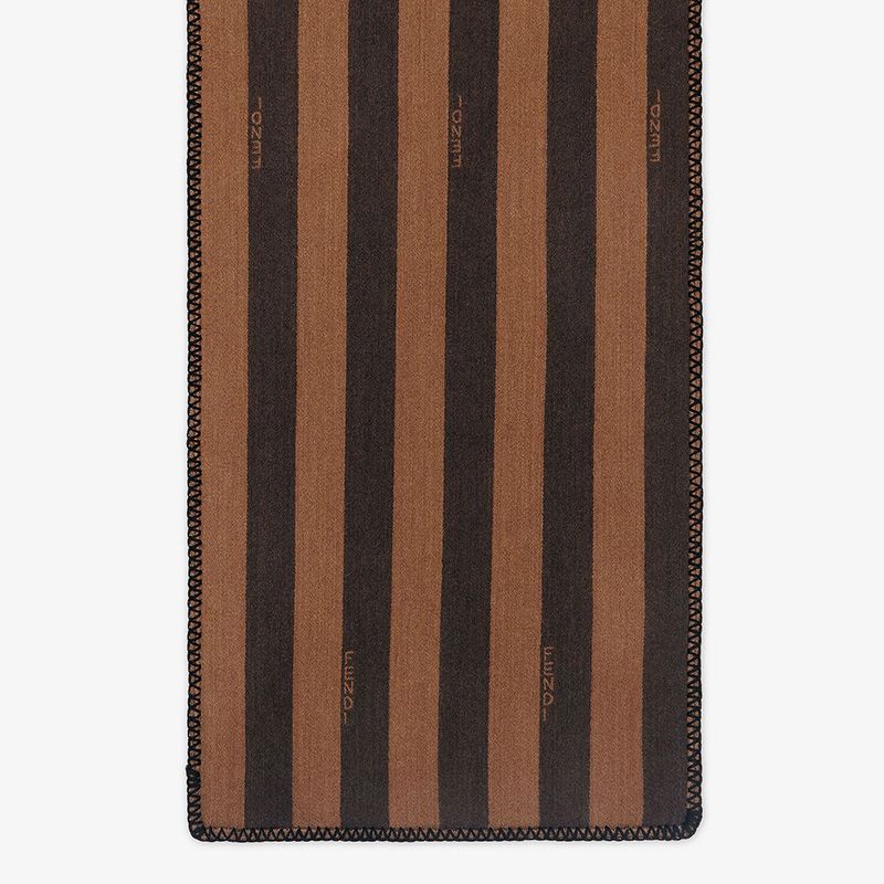 Affordable Fendi FF Rectangular Scarf Man In Silk and Wool Brown