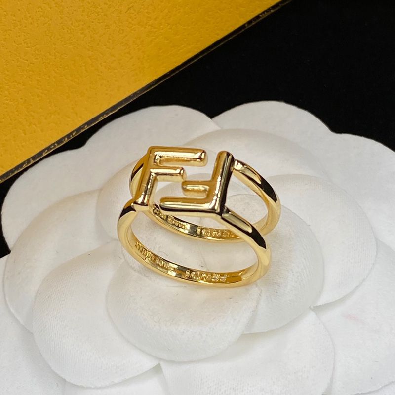 Affordable Fendi FF Rings In Metal Gold