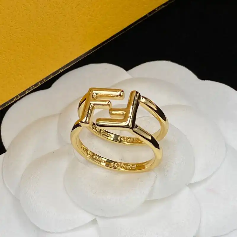 Cheap Fendi FF Rings In Metal Gold