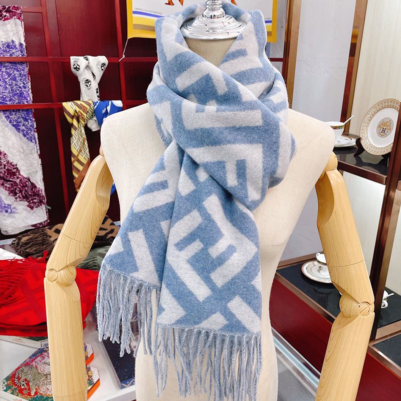 Affordable Fendi FF Scarf In Cashmere Blue