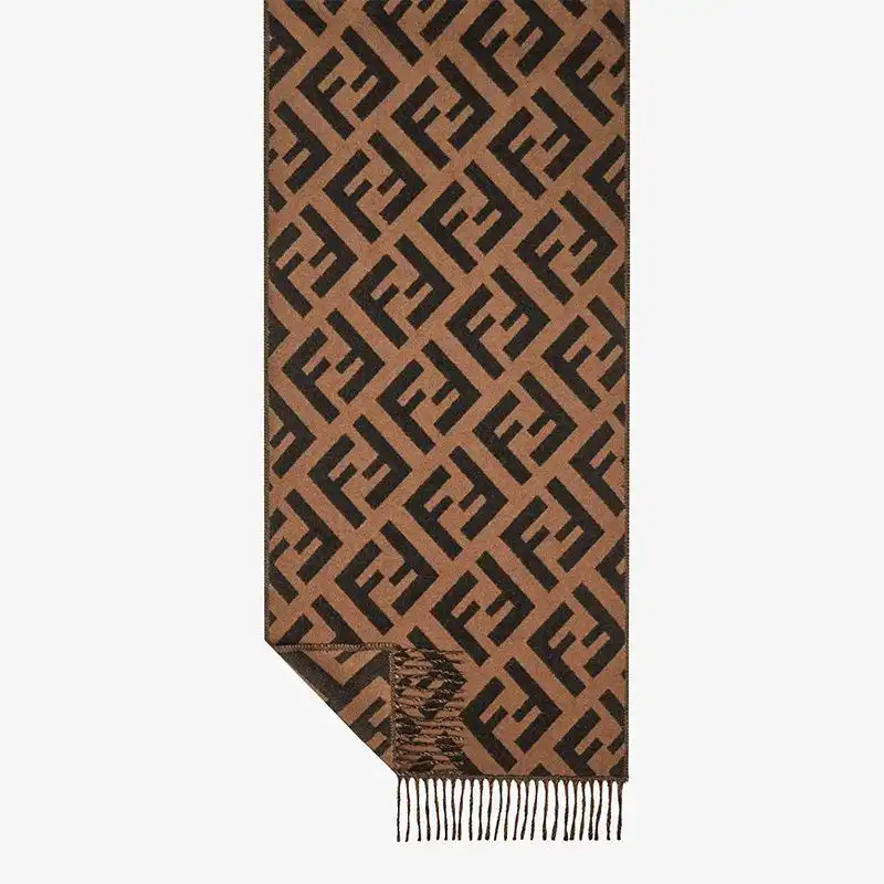 Fendi FF Scarf In Cashmere Brown HOT SALE