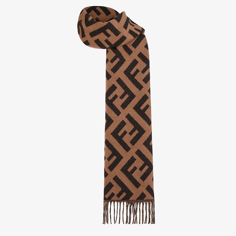 Affordable Fendi FF Scarf In Cashmere Brown