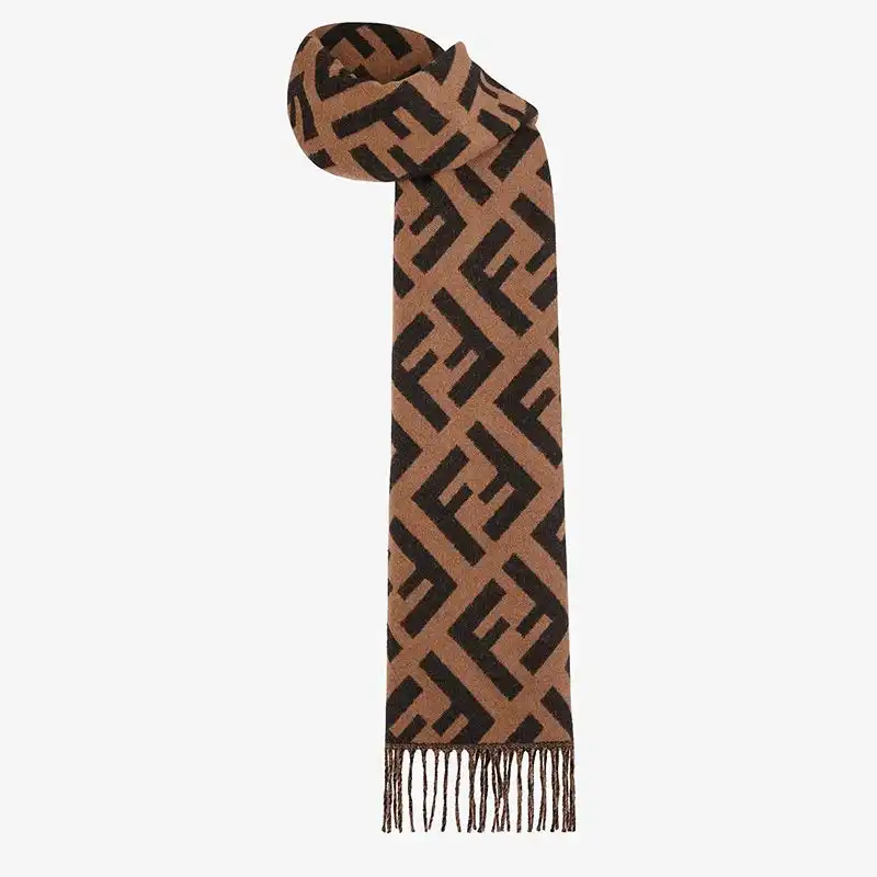 Affordable Fendi FF Scarf In Cashmere Brown HOT SALE