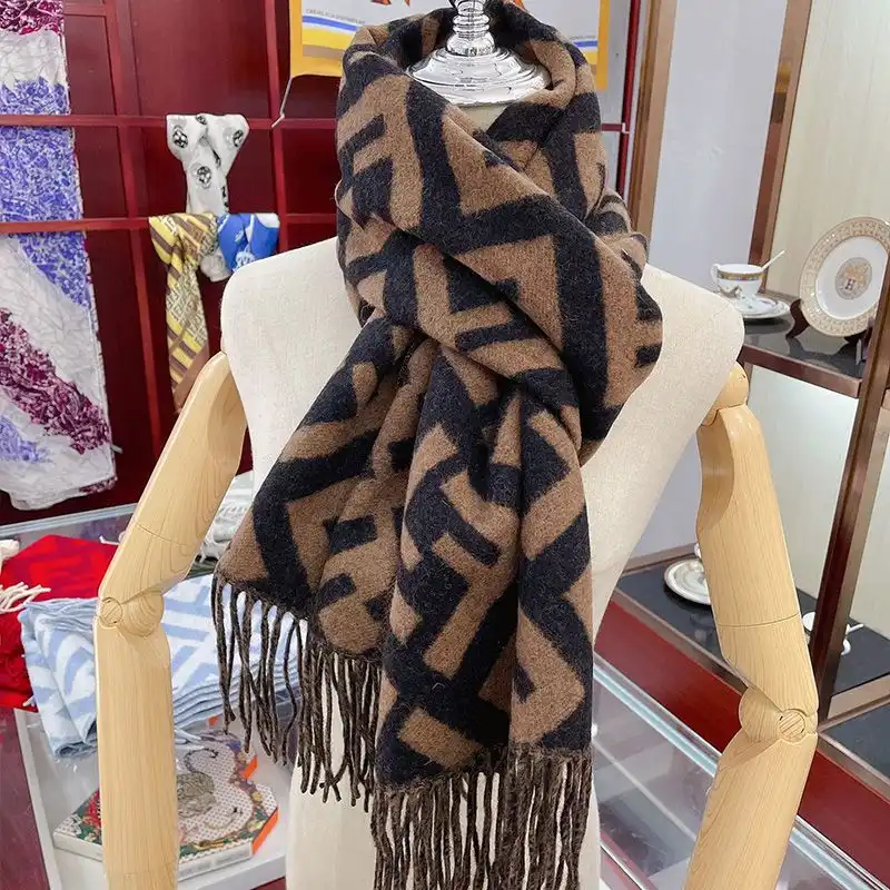 Affordable Fendi FF Scarf In Cashmere Brown HOT SALE