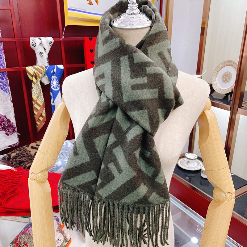 Affordable Fendi FF Scarf In Cashmere Green