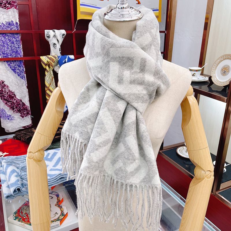 Affordable Fendi FF Scarf In Cashmere White