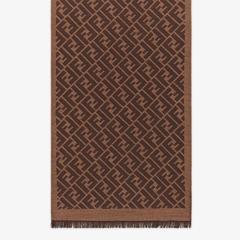 Affordable Fendi FF Scarf In Silk and Wool Brown