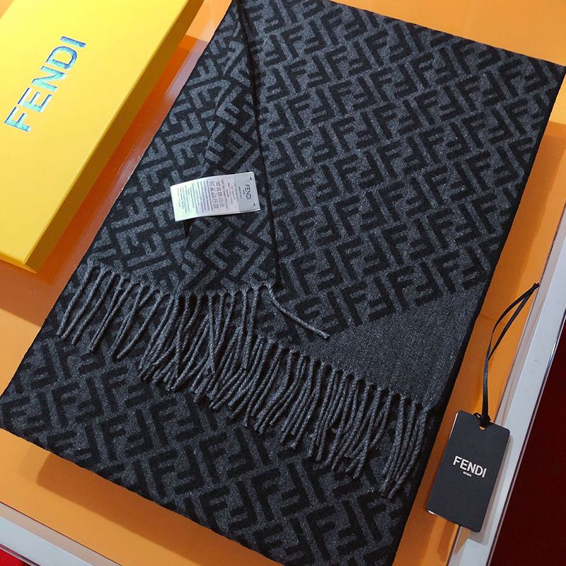 Affordable Fendi FF Scarf In Wool Black